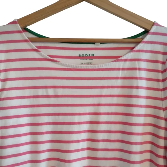 Boden Ella Long Sleeved Breton Top Ivory, Red, and Party Pink - Picture 4 of 13